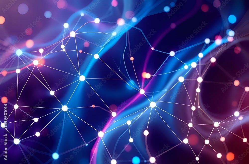 Poster abstract neural network artwork: dynamic flow of innovation