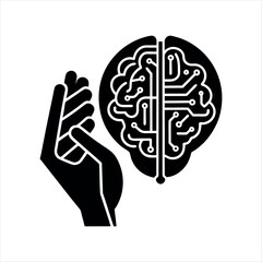 human hand with brain