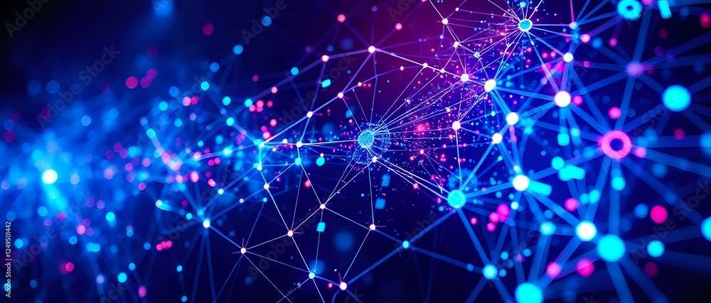Poster vivid abstract futuristic design with interconnected nodes | techno artwork stock
