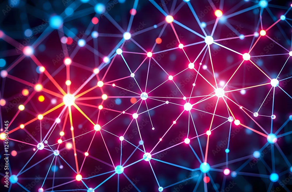 Poster abstract neural networks digital art: mind-blowing glowing effects in 3:2 aspect ratio