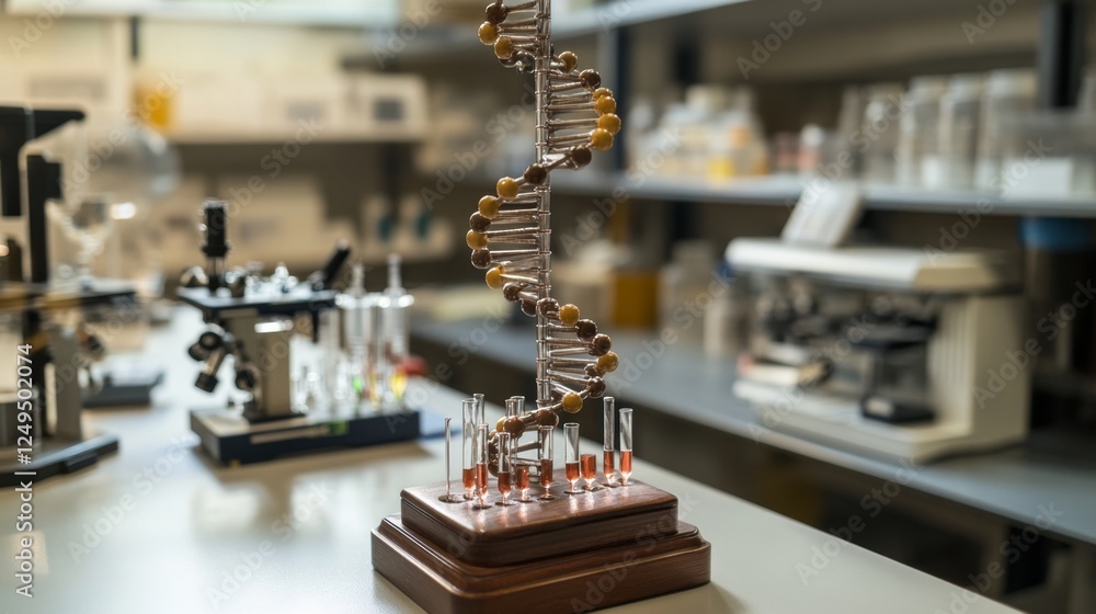 Poster building a detailed dna structure model research lab scientific analysis laboratory environment expe