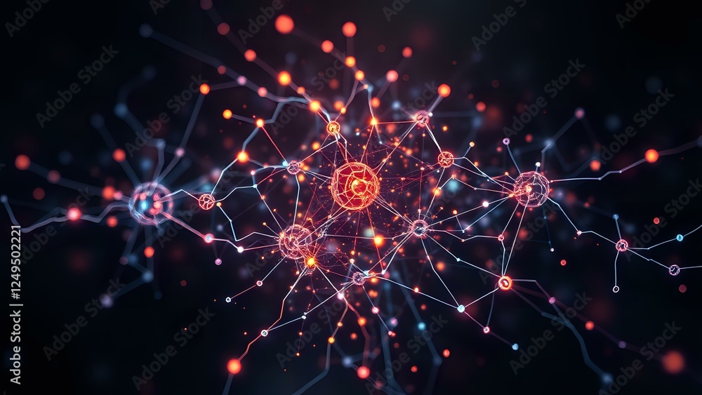Poster futuristic neural network design: abstract tech networks