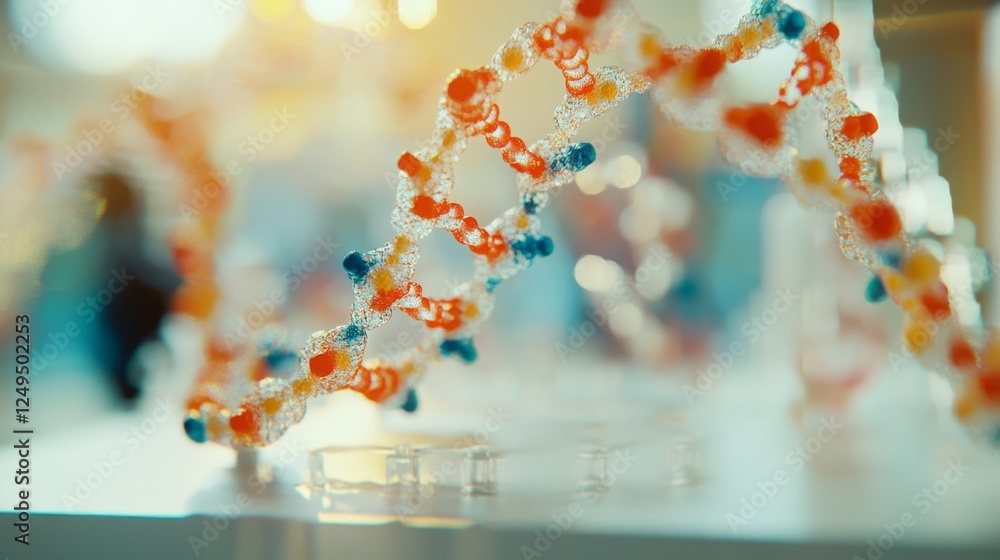 Poster exploring detailed dna structure models in a research lab science environment laboratory study
