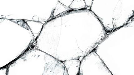 Cracks broken glass isolated on transparent background