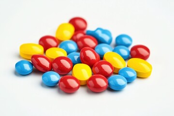 Colorful pills on white background (1)