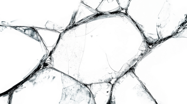 Cracks broken glass isolated on transparent background