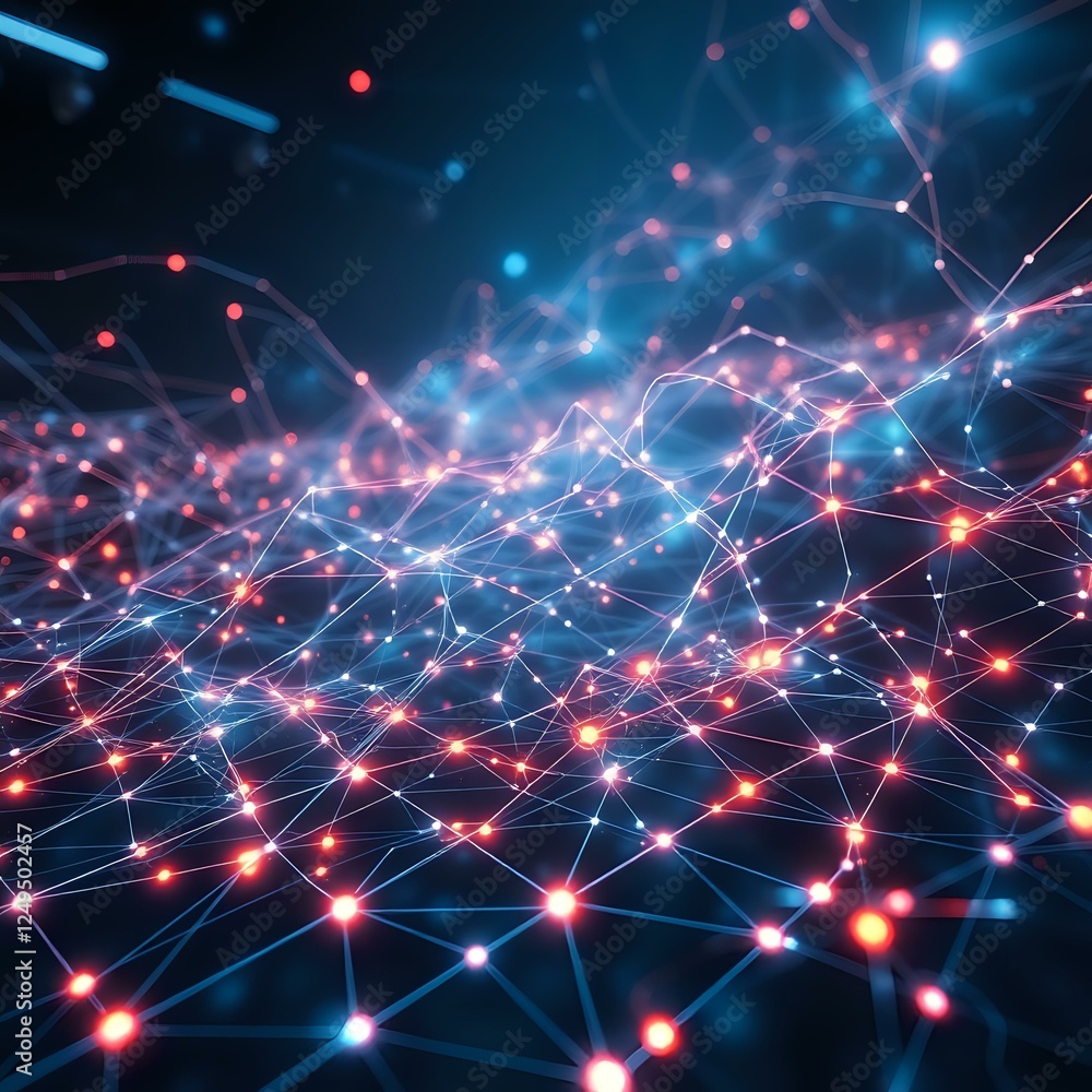 Poster abstract neural network grid: futuristic design