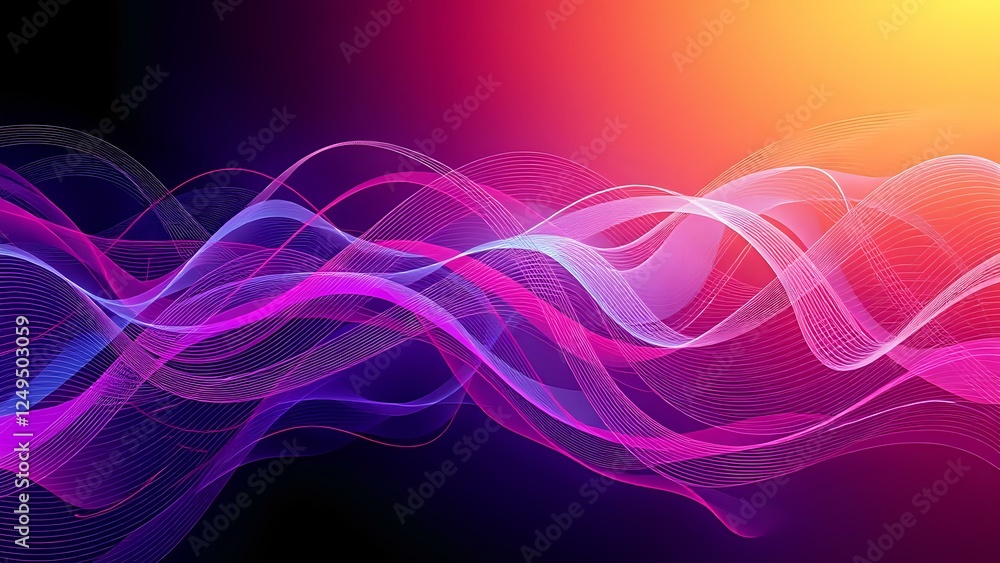 Poster abstract purple wave design with dynamic curves