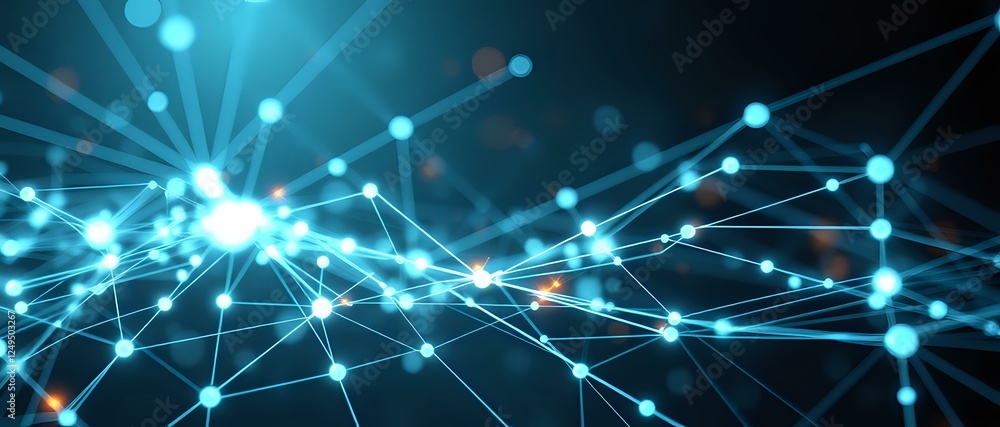 Aufkleber futuristic abstract network nodes wireframe design