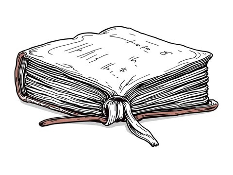 Intricate Line Art of an Aged Tome