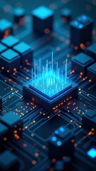Obraz premium Dynamic representation of interconnected nodes illustrating networked servers and computers with vibrant digital signals