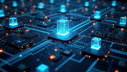 Illustration of interconnected computer nodes showcasing technology and network architecture
