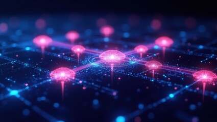 Fototapeta premium Illustration of interconnected nodes representing network servers or computers showcasing digital communication