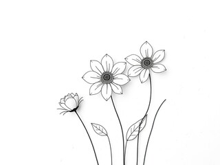 Minimalist Florals: Boho Line Art on Textured Canvas