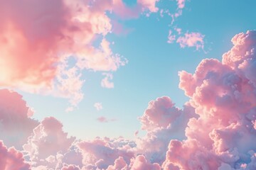 abstract natural backgrounds blue sky pink fluffy clouds sunset excellent cinematic lighting pastel...