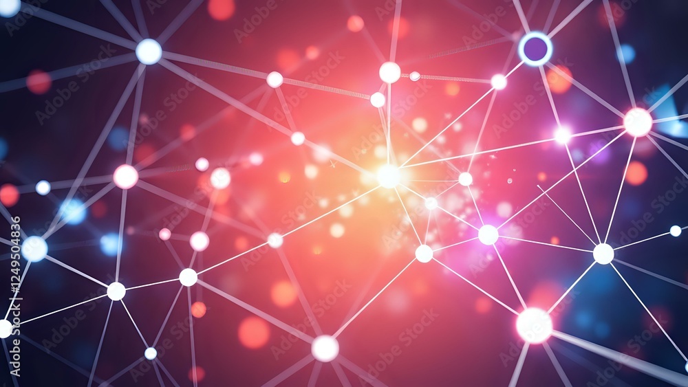 Poster futuristic abstract artwork: connected nodes representing advanced technology