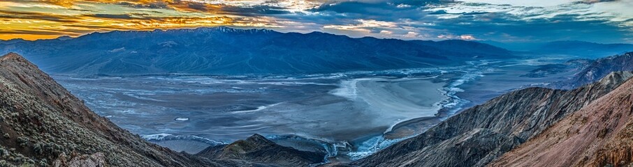 Breathtaking panoramic view of Death Valley from a high mountain vantage point
