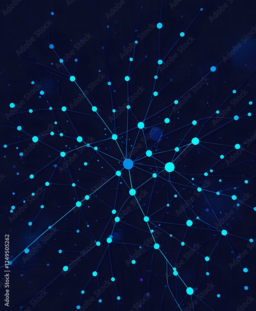 Poster futuristic abstract digital illustration neural network visualization with minimalist abstract style