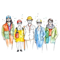 Occupation Characters in Watercolor and Geometry