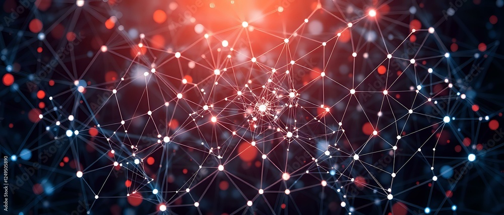 Poster futuristic abstract neural network design against a dynamic background