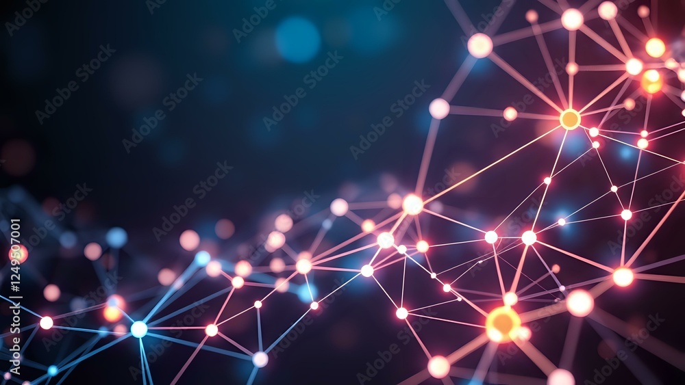 Poster abstract futuristic neural network design | glowing lines in dynamic visual
