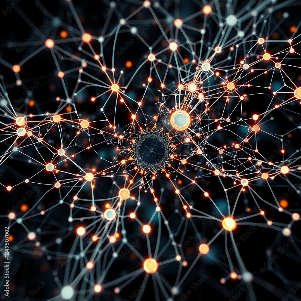 Poster intricate neural network abstract futuristic design