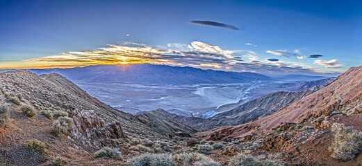 Breathtaking panoramic view of Death Valley from a high mountain vantage point