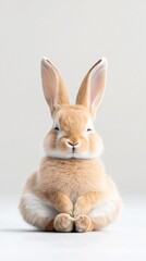 A cute fluffy rabbit sitting calmly, showcasing its adorable features and soft fur.