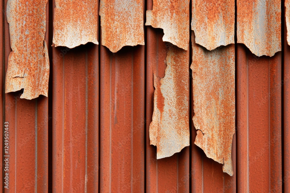 Poster rusty metal surface with flaking paint and textured pattern