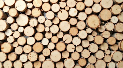 Natural Wooden Circle Arrangement A Textured Background of Light Brown Wood Slices