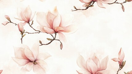 Fototapeta premium Elegant Floral Seamless Pattern for Fabric and Wallpaper Design in Pastel Colors With Spring Blossoms and Botanicals For Various Products including Textile, Wallpaper, Fabric, etc. and Background