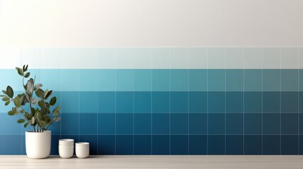 Elegant Gradient Tile Design with Plant in Minimalist Interior