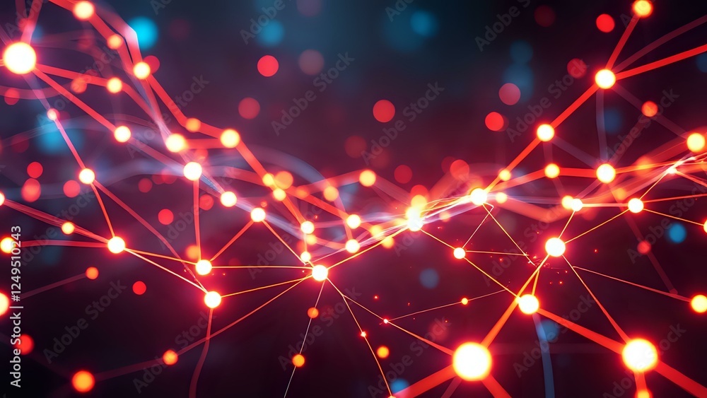 Poster abstract node network | flow-like motion & intricate complexity - cyberpunk neon design
