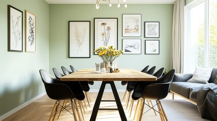 Modern Dining Room with Elegant Decor and Natural Light Atmosphere