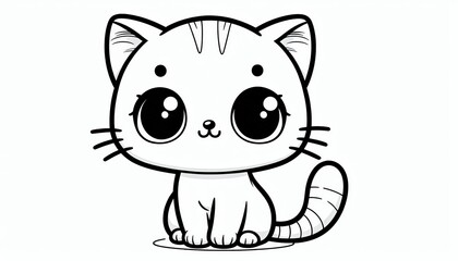 Adorable Cartoon Kitten Illustration Ready for Creative Coloring Fun