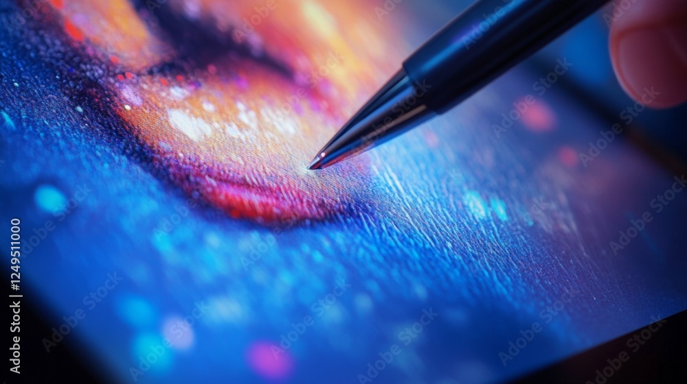 Poster precision touch enhanced closeup of stylus tip on tablet screen digital workspace macro photography 