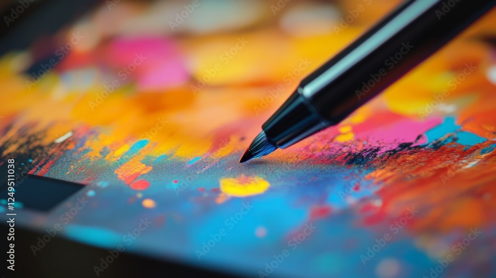 Poster precision drawing with a stylus digital tablet close-up capture modern workspace macro photography t