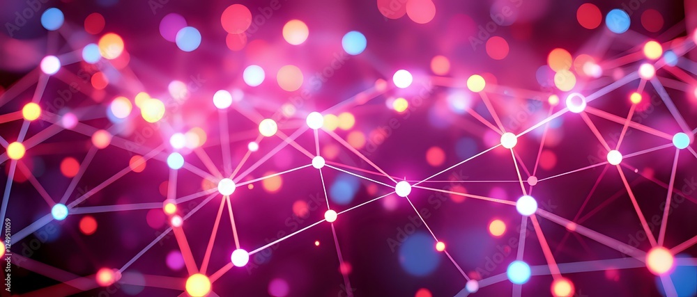Poster abstract futuristic widescreen visual with glowing nodes
