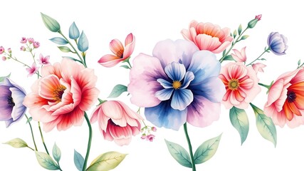 Watercolor Floral Symphony: Emotive Strokes in Lush Hues