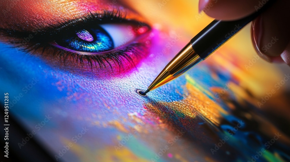 Poster detailed examination of a stylus tip on a tablet screen digital workspace close-up image creative en