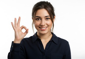young business woman showing ok