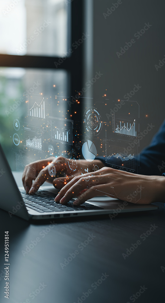 Poster data-driven decisions: analyzing business growth with tech & analytics. boost your insights, strateg