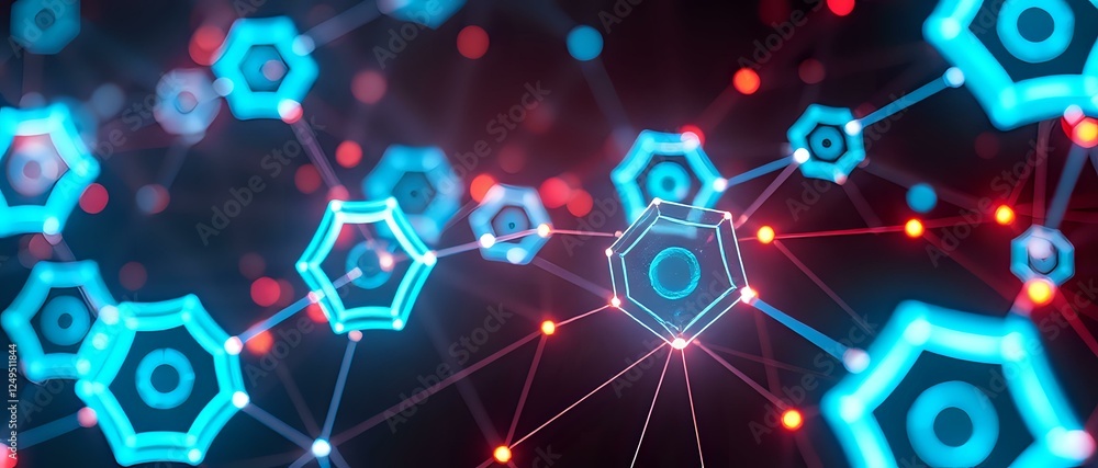Poster hexagon interconnected pattern abstract design 21:9 aspect ratio