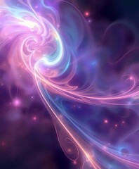 Vibrant Cosmic Energy Digital Art with Swirling Blue and Pink Aura