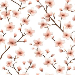 Delicate Blossom Pattern on White Background for Elegant Design