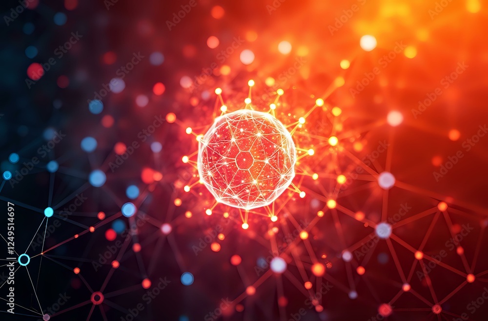 Aufkleber abstract glowing orb with vibrant energy flow | complex yet harmonious network of nodes
