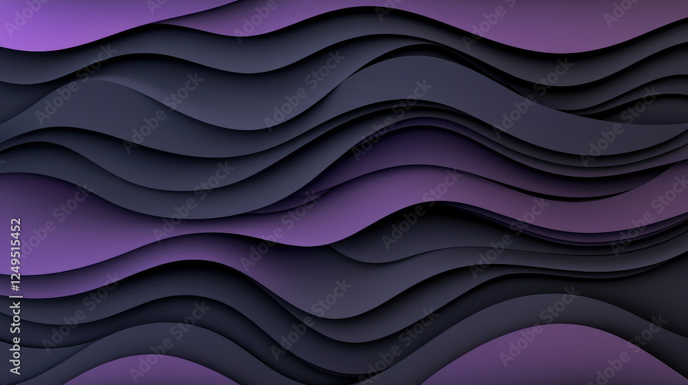 Poster dark violet gradient with glossy highlights creates smooth wave pattern