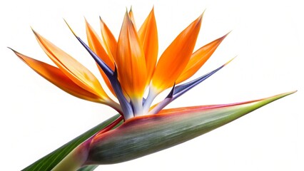 strelitzia flower isolated on white background.