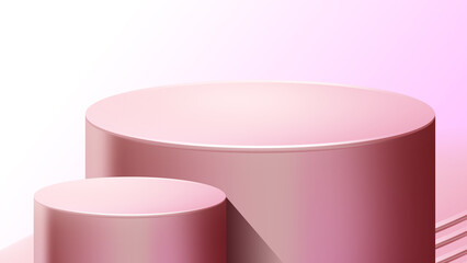 Podium for product display with a combination of soft pink color and close up position.
