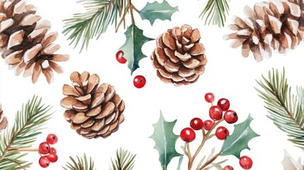Handpainted watercolor design of pinecones and leaves nature art forest close-up traditional techniques for seo impact